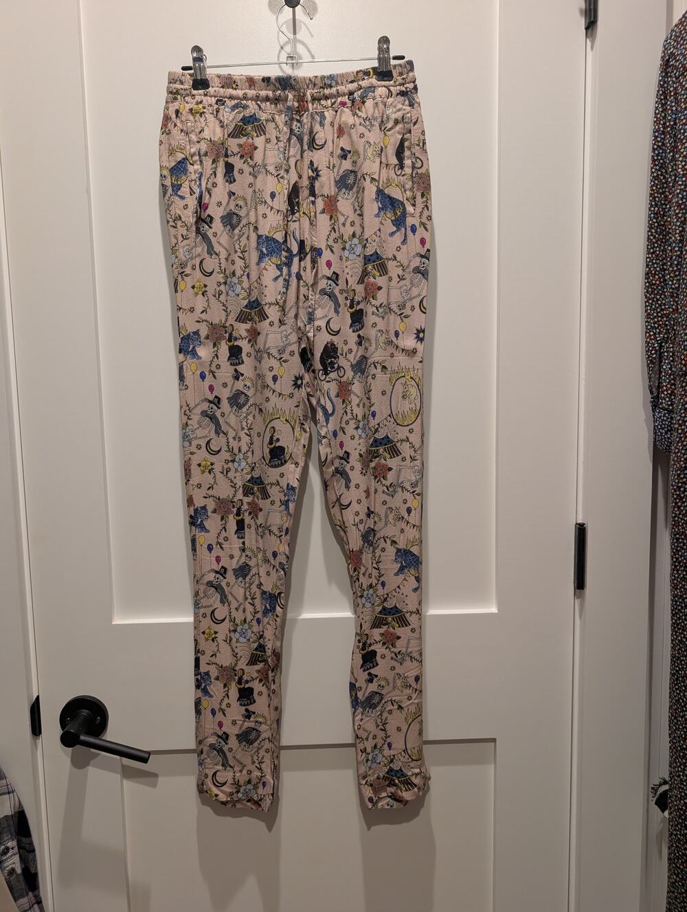RARE Zadig & Voltaire Pale Pink Parono Circus Print Drawstring Pants